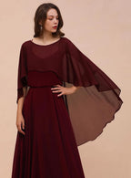 Burgundy Chiffon Special Occasions Long Wrap BMbride