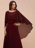 Burgundy Chiffon Special Occasions Long Wrap BMbride