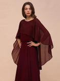 Burgundy Chiffon Special Occasions Long Wrap BMbride