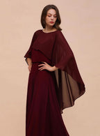 Burgundy Chiffon Special Occasions Long Wrap BMbride