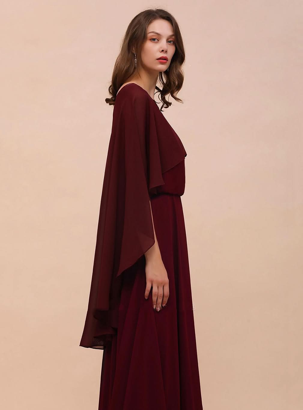 Burgundy Chiffon Special Occasions Long Wrap BMbride