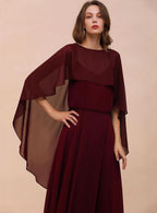 Burgundy Chiffon Special Occasions Long Wrap BMbride