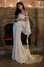 Off The Shoulder Backless Sleeveless Long Mermaid Prom Dress With Pleated