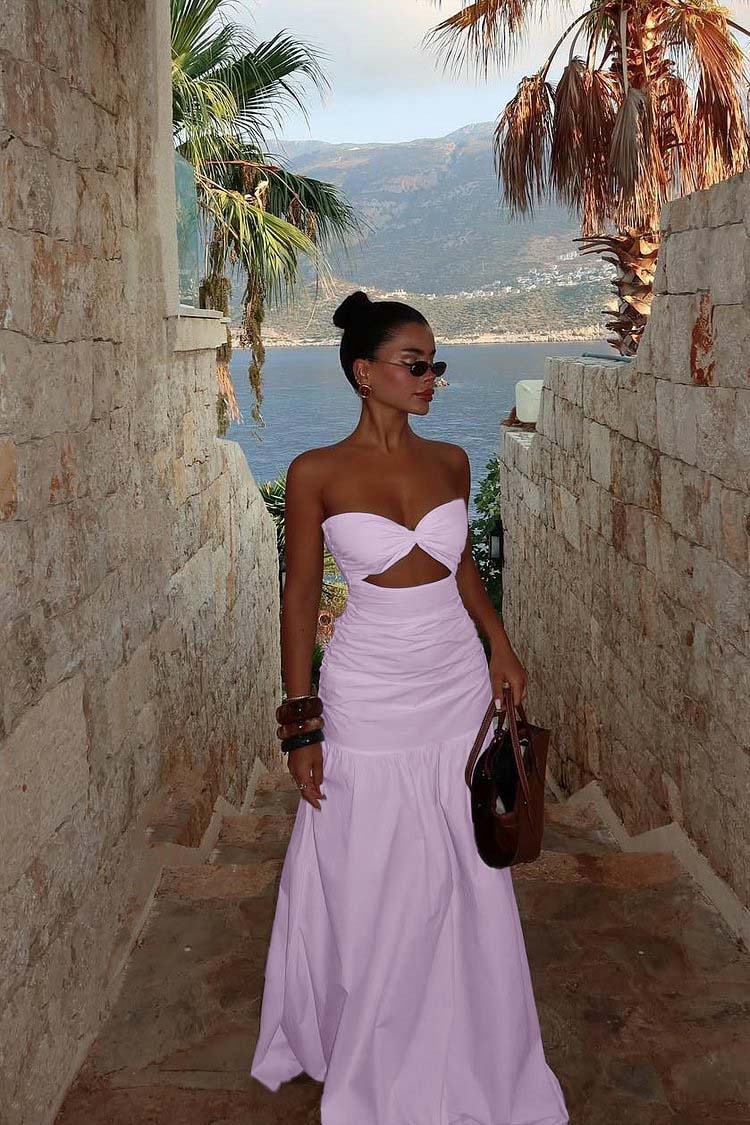 Strapless Sweetheart Sleeveless Long Prom Dress With Pleated BMBRIDE