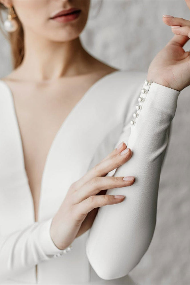 Long Sleeve Tulle Wedding Dress BM bride