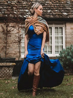 Royal Blue V-Neck Mermaid Prom Dress BM bride