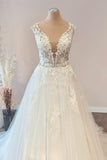 Sweetheart Floral Lace Floor-Length A-Line Wedding Dress with Tulle Ruffles BM bride