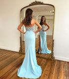Enchanting Mermaid Sweetheart Mint Long Prom Dress with Beading BM bride