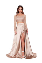 Two-Piece Lace Prom Dress with Slit BM bride