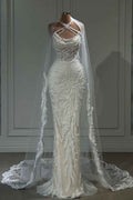 Halter Long White Wedding Dress with Tulle Appliques BM bride