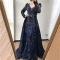 Luxury Sequin Beaded Long Sleeve A-Line Prom Dress BM bride