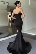 Black Long Spaghetti-Straps Mermaid Prom Dress BM bride