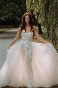 Sweetheart Tulle A-Line Wedding Dress with Lace Appliques BM bride