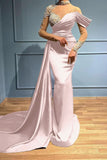 High Neck Mermaid Long Sleeves Appliques Evening Dress Long with Ruffles BM bride