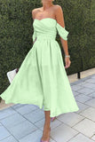 Baby Blue Off-the-Shoulder Strapless Short Evening Dress BM bride