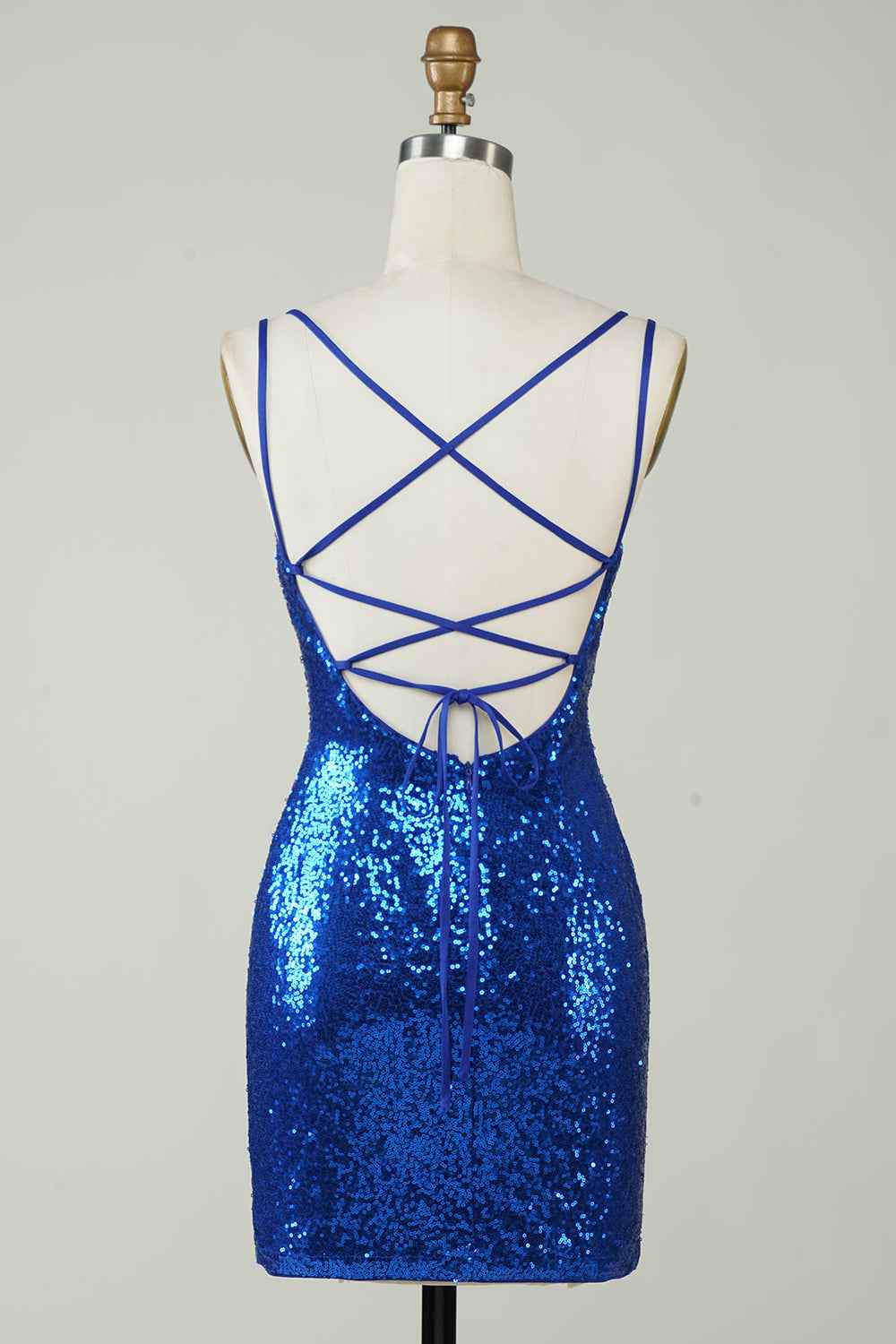 Royal Blue Tight Sequins Backless Homecoming Dress Bmbride