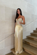 Spaghetti straps Sleeveless Long Prom Dress With Beading Tassel