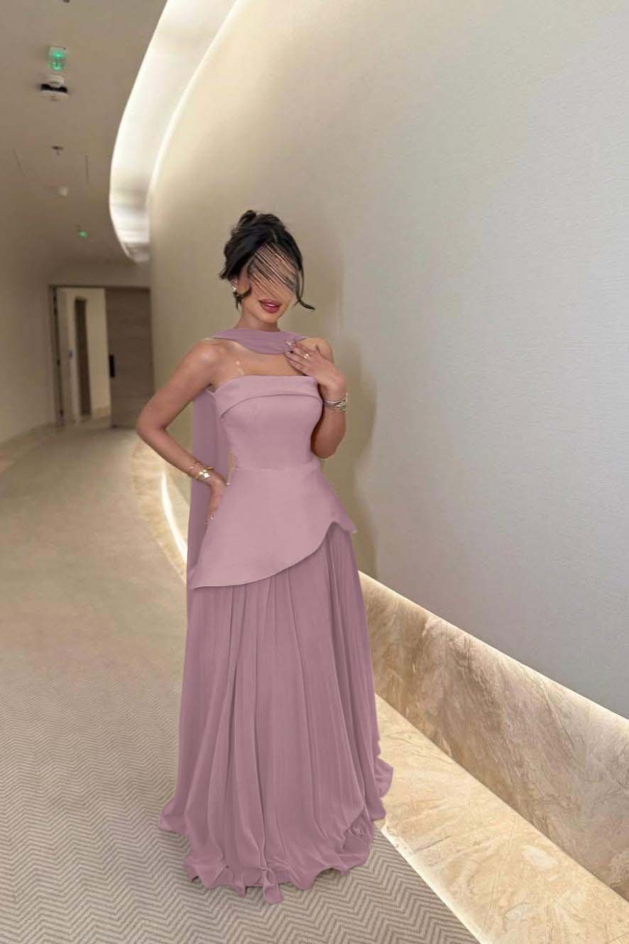 Chic Strapless Sleeveless Long Prom Dress With Ruffles Pleated