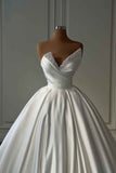 Charmeuse Sleeveless White Wedding Dress with Beading BM bride