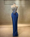 Strapless Sleeveless Long Mermaid Prom Dress With Beading Pleated BMBRIDE