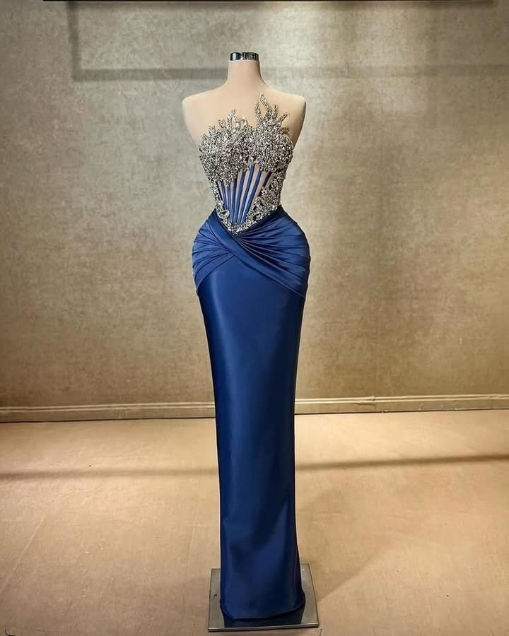 Strapless Sleeveless Long Mermaid Prom Dress With Beading Pleated BMBRIDE
