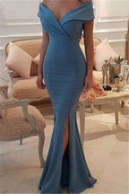 Off-the-Shoulder Mermaid Long Evening Dress BM bride