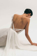 Chic One Shoulder Sleeveless Long Split Prom Dress With Pleated
