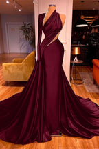 One-Shoulder Long Sleeves Mermaid Evening Dress Long with Beadings BM bride
