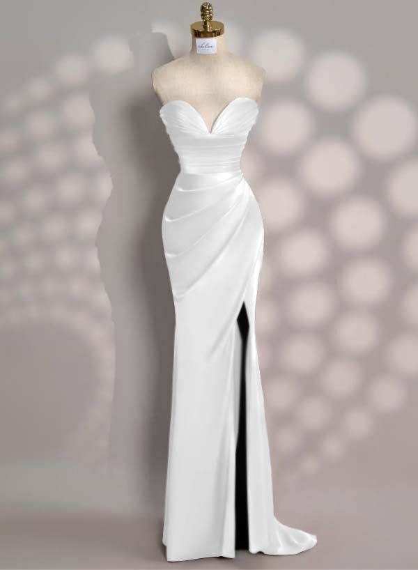 Strapless Sleeveless Mermaid Long Prom Dress With Front Split