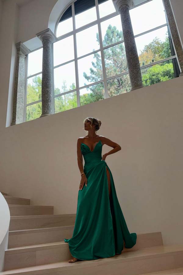 Strapless Sleeveless Long Mermaid Prom Dress With Split Pleated BMBRIDE