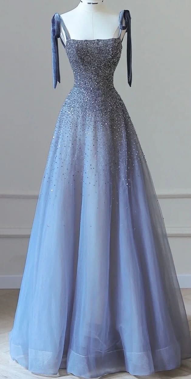 Luxurious Spaghetti-Strap Tulle A-Line Mermaid Prom Dress BM bride