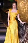 Daffodils Square Neck Sleeveless High Waist Long Pleated Prom Dress With Split BMBRIDE