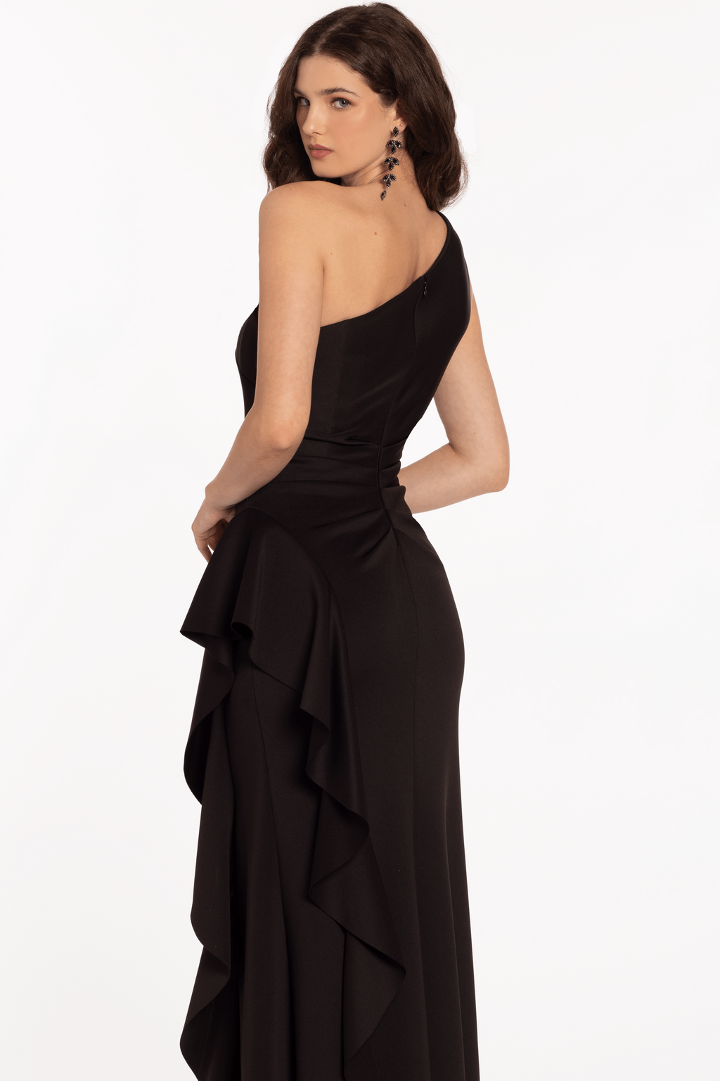 One Shoulder Sleeveless Split Long Prom Dress With Ruffles Pleated