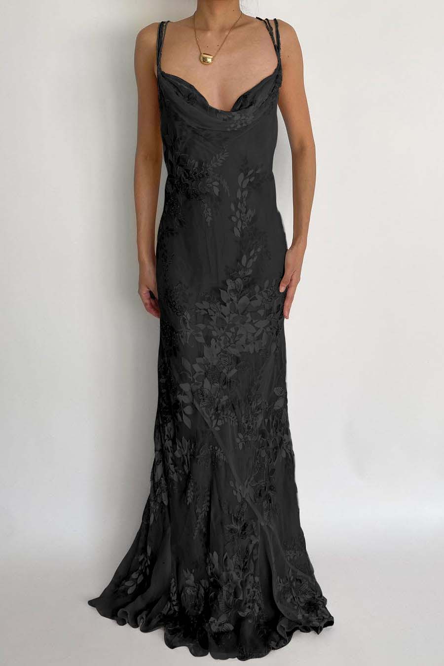 Spaghetti Strap Sleeveless Long Mermaid Prom Dress With Appliques BMBRIDE