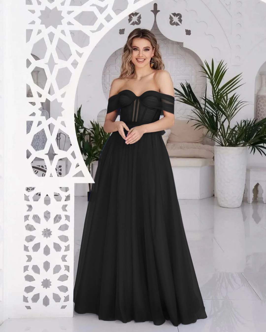 Stunning Tulle Off the Shoulder Sweetheart Strapless Royal Blue Prom Dress BMBRIDE
