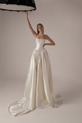 Spaghetti Strap Sleeveless A Line Long Prom Dress With Pleated BMBRIDE