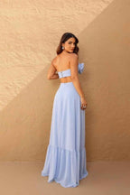 Chic Strapless Sleeveless Sweetheart Long Prom Dress With Ruffles