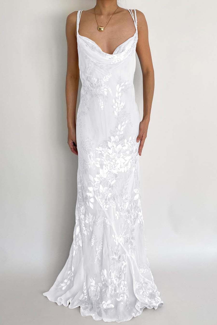 Spaghetti Strap Sleeveless Long Mermaid Prom Dress With Appliques BMBRIDE