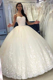 Spaghetti-Straps Sleeveless A-Line Wedding Dress Sequins Lace With Tulle Appliques BM bride