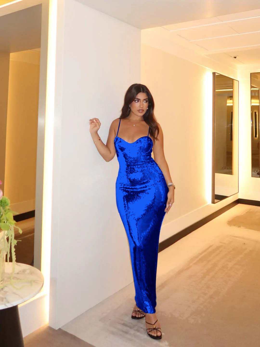Spaghetti Strap Sleeveless Long Mermaid Prom Dress With Pleated BMBRIDE