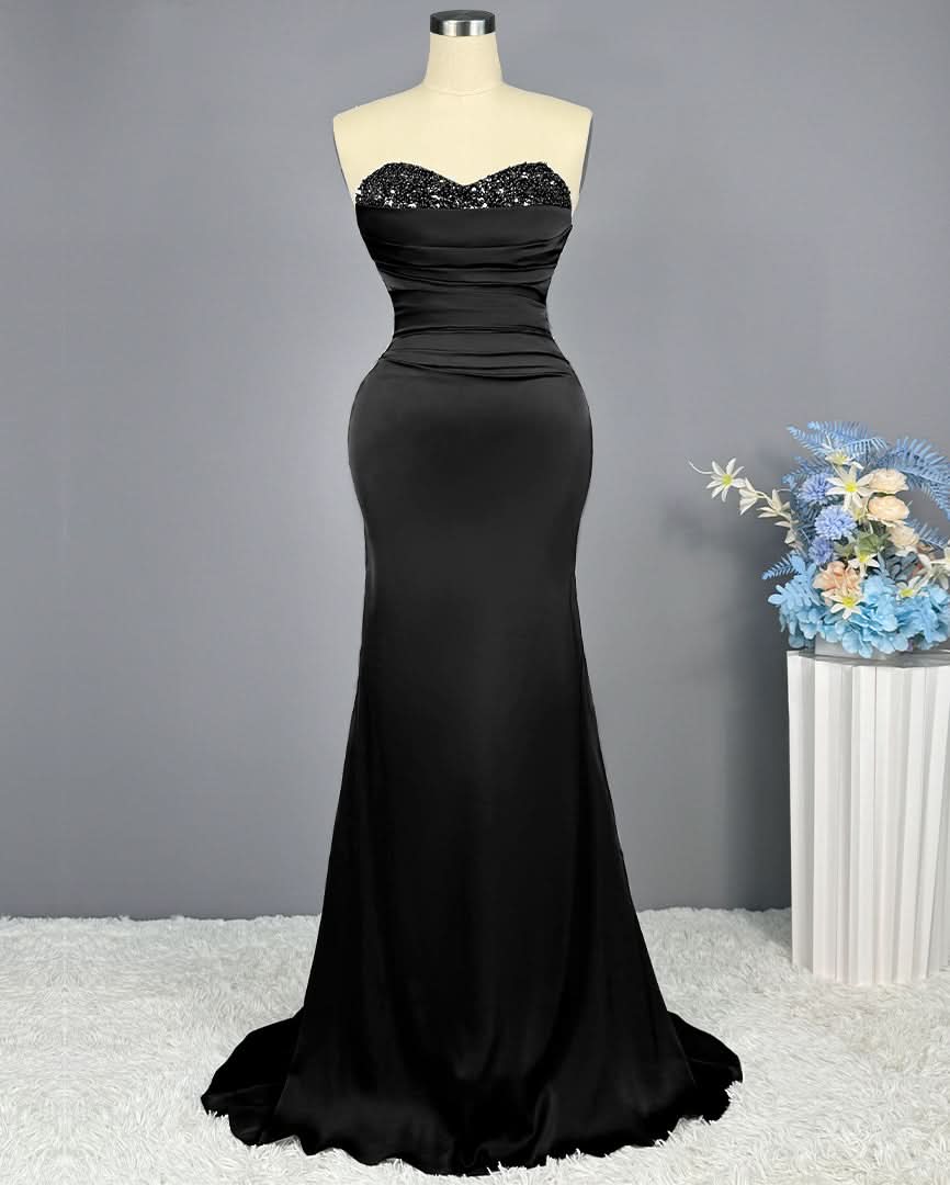 Red Sweetheart Sleeveless Sequined Mermaid Prom Dress BM bride