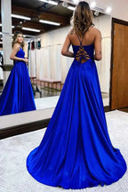Glamorous Dark Blue Spaghetti Strap Mermaid Prom Dress, Long BM bride