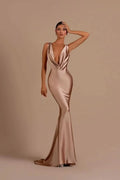 Elegant Champagne Mermaid Prom Dress Long Slimming BM bride