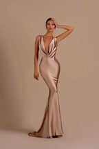 Elegant Champagne Mermaid Prom Dress Long Slimming BM bride