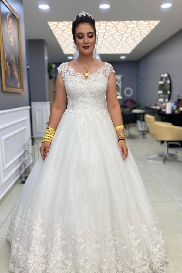 Mermaid Wedding Dress With Wide Straps Deep V-neck Backless Appliques BM bride