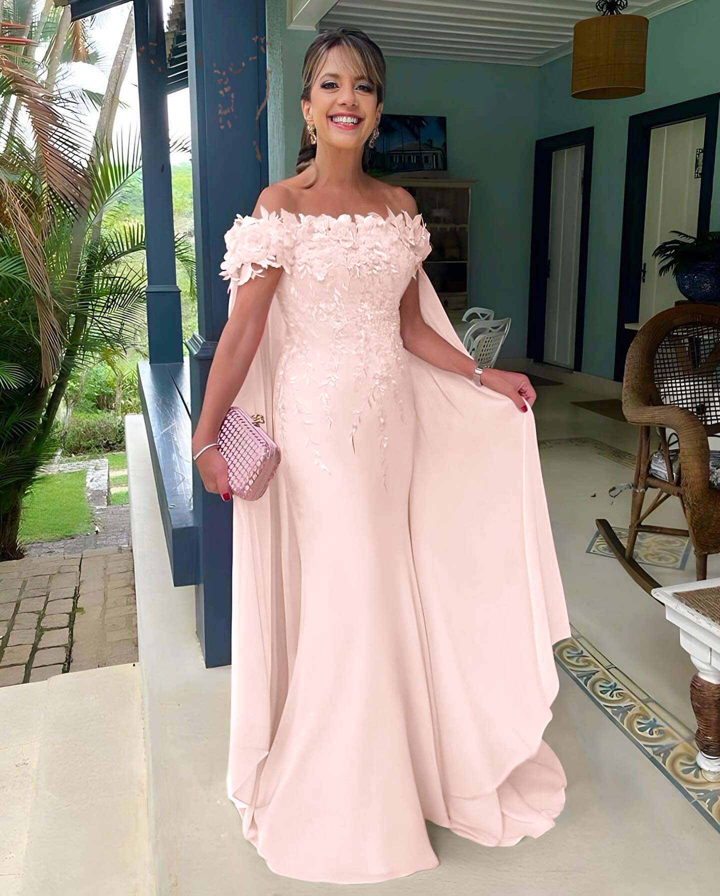 Off the Shoulder Sleeveless Long Mermaid Prom Dress With Appliques BMBRIDE