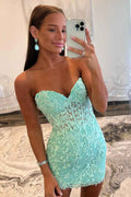 Mint Lace Sweetheart Tight Short Homecoming Dress Bmbride