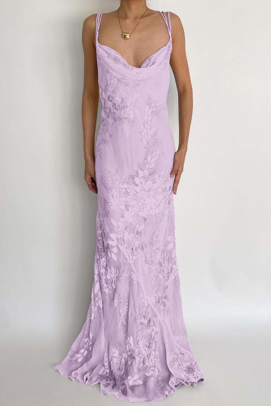 Spaghetti Strap Sleeveless Long Mermaid Prom Dress With Appliques BMBRIDE