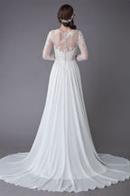Long Sleeve Lace Wedding Dress with Slit BM bride