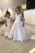 BMbride Cap Sleeves Appliques Flower Girl Dress BMbride